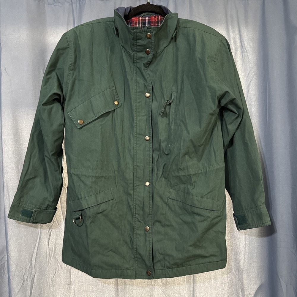 Vintage Cabin Creek Chore Jacket Flannel Lined Women's Petite Large Green